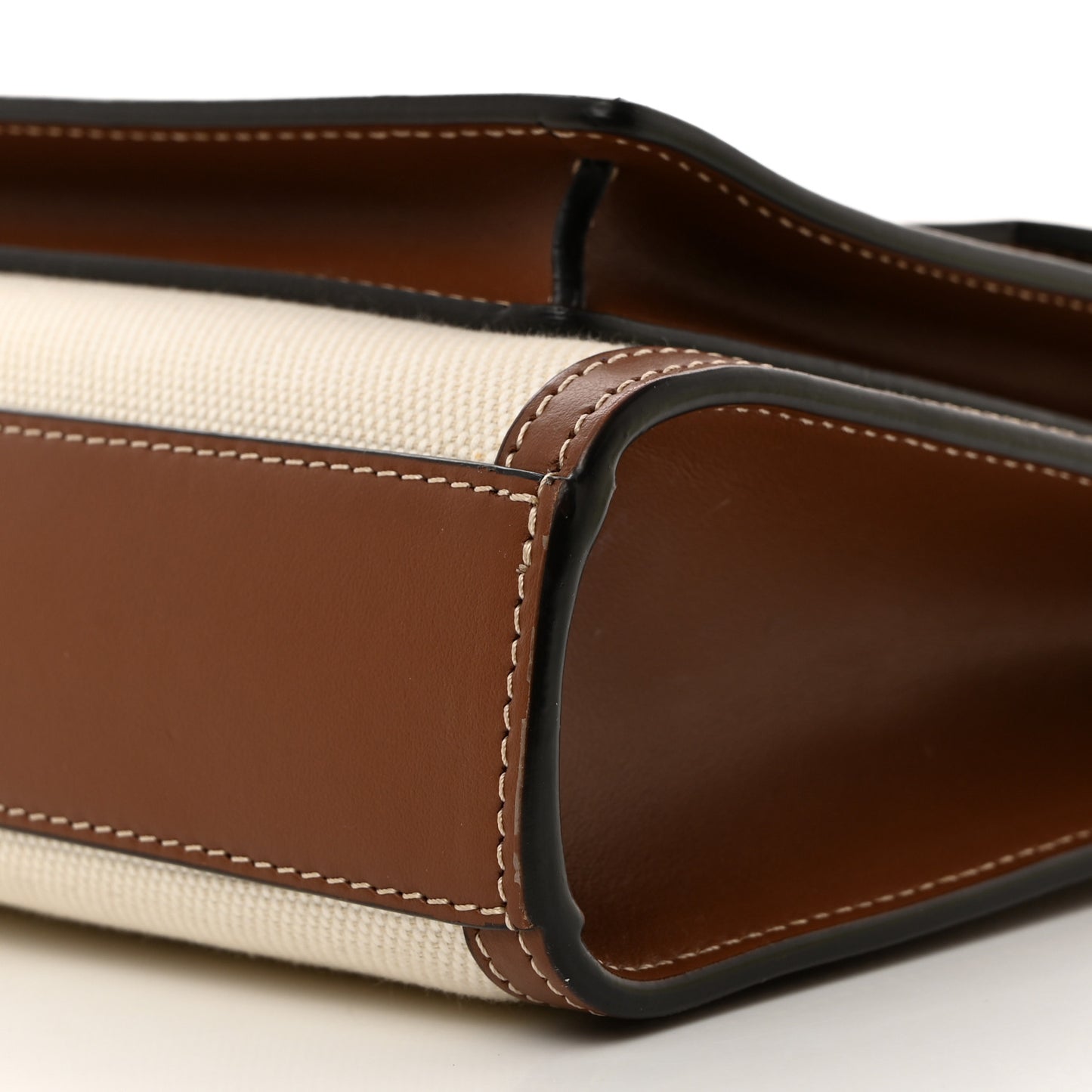 Canvas Smooth Calfskin Two Tone Mini Pocket Bag Tan