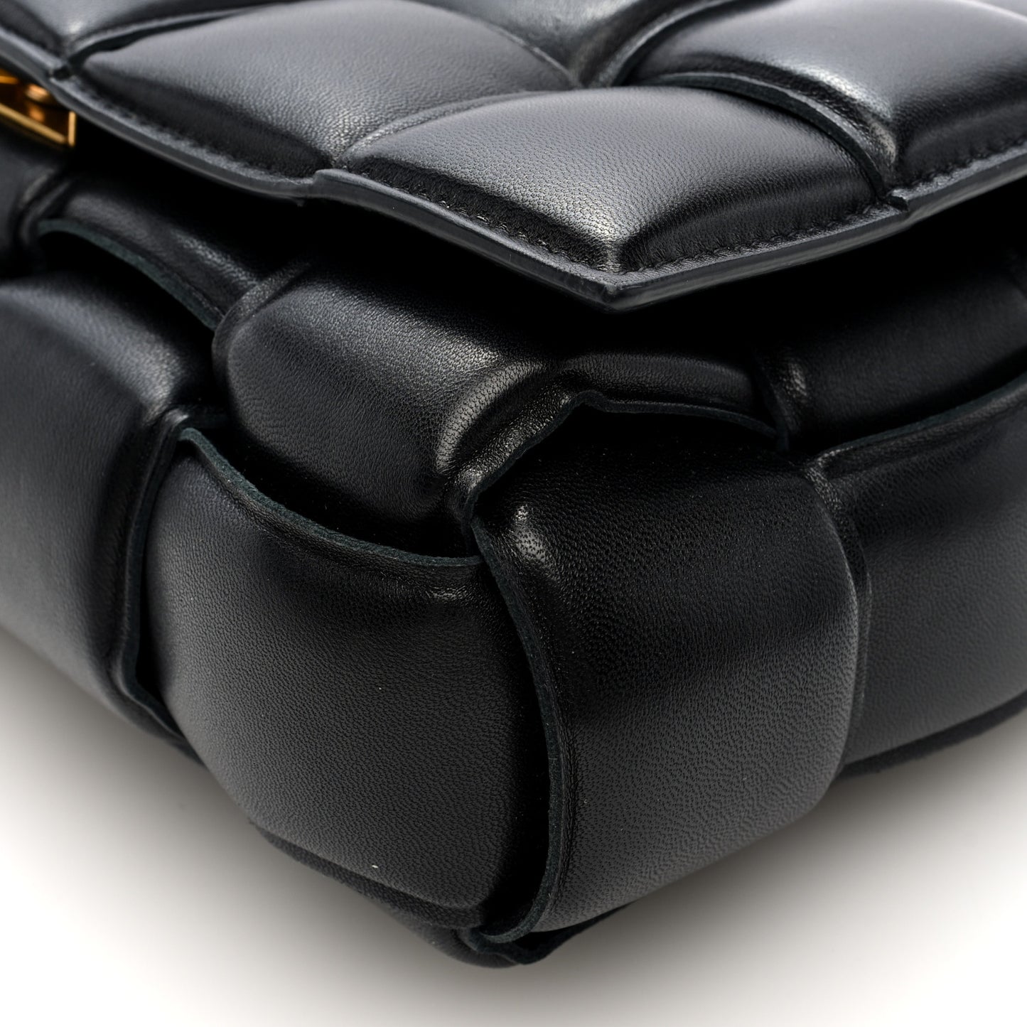 Lambskin Maxi Intreccio Padded Chain Cassette Crossbody Bag Black
