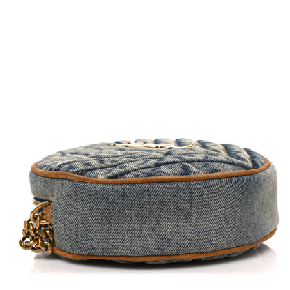 Saint Laurent Denim Quilted Monogram Round Crossbody Bag Rodeo Blue 4 of 8