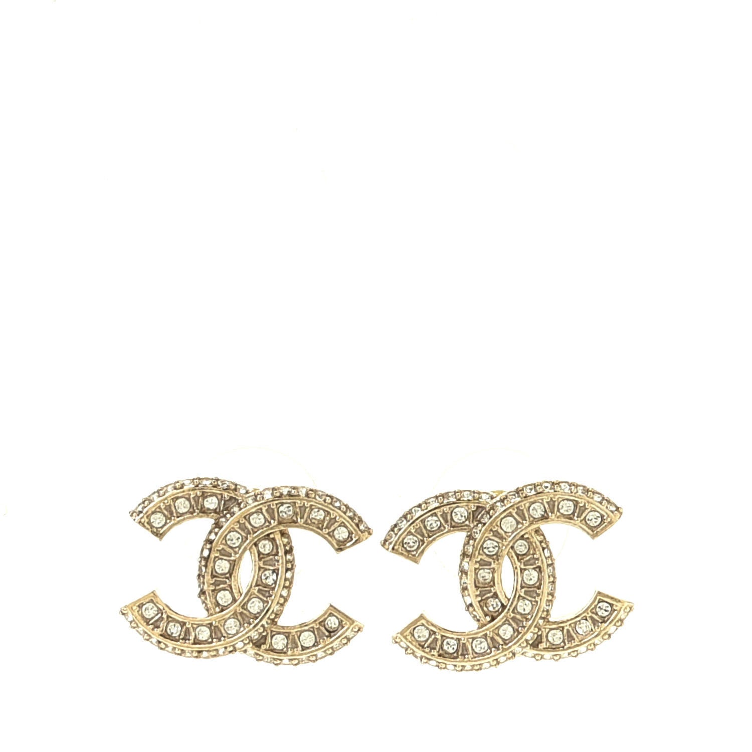 Chanel Crystal CC Earrings Gold 1 of 3