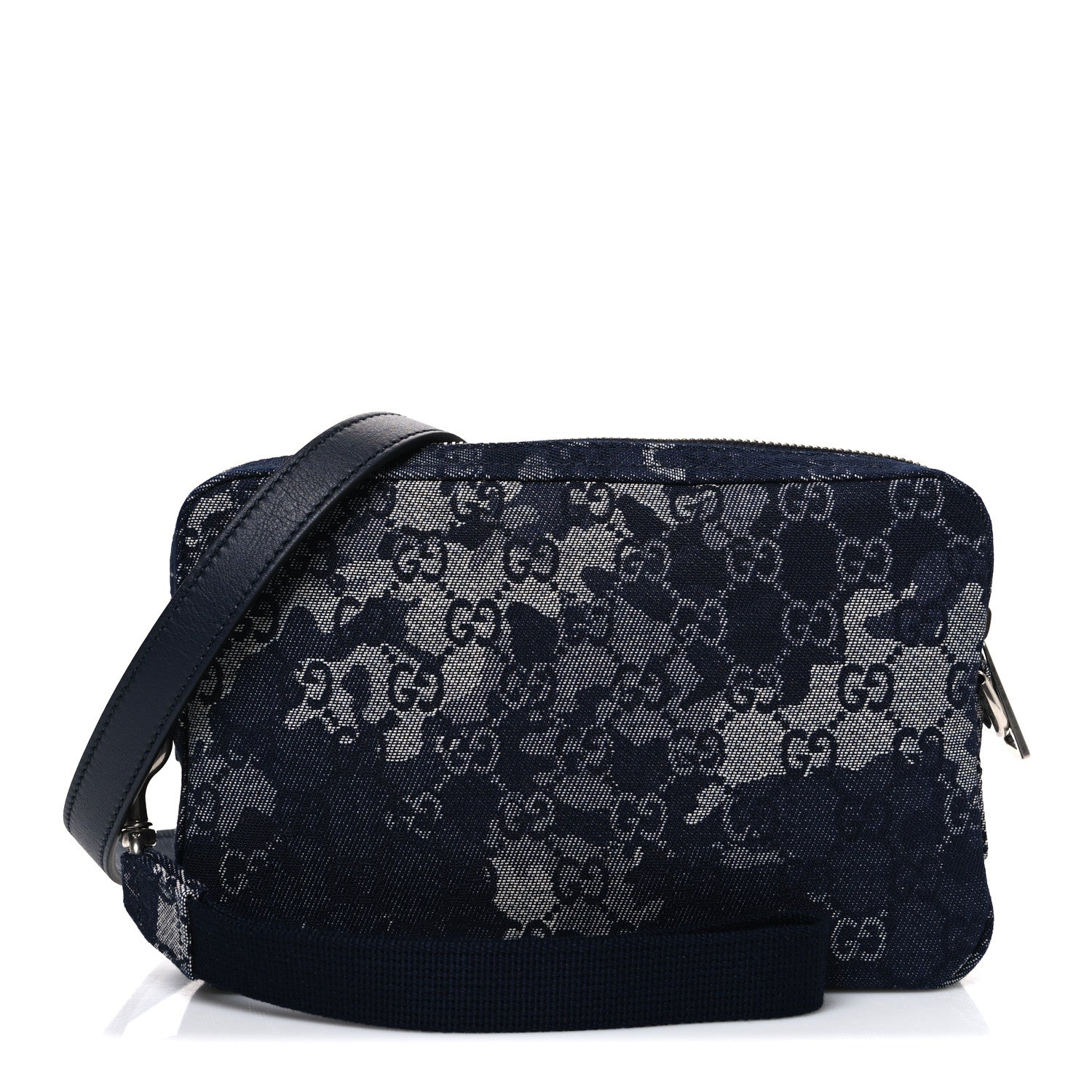 Gucci Denim GG Monogram Camouflage Small Crossbody Bag Blue 1 of 10