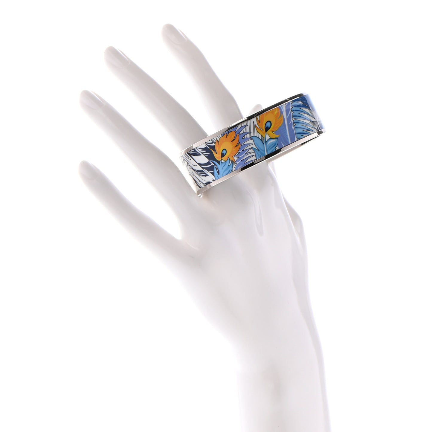 Enamel Printed Wide Mythiques Phoenix Bracelet 65 Pollen Azur