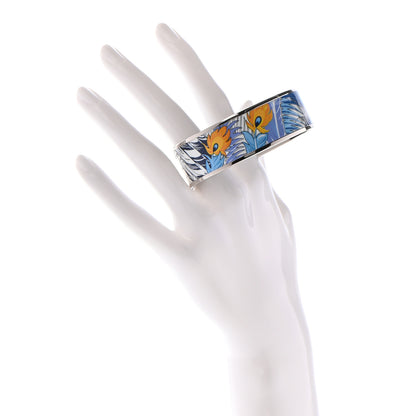 Hermes Enamel Printed Wide Mythiques Phoenix Bracelet 65 Pollen Azur 2 of 5