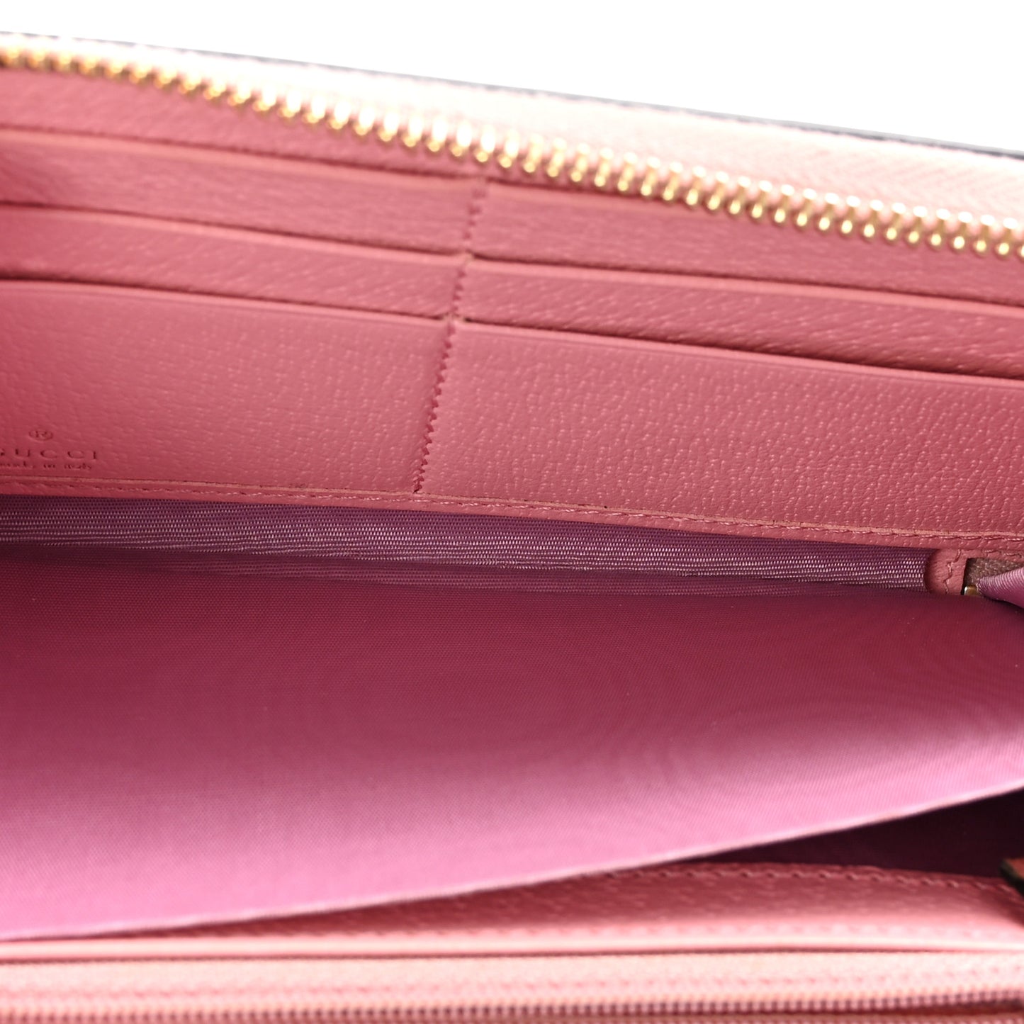 Textured Dollar Calfskin Berry Print GG Marmont Zip Around Wallet Pink Purple