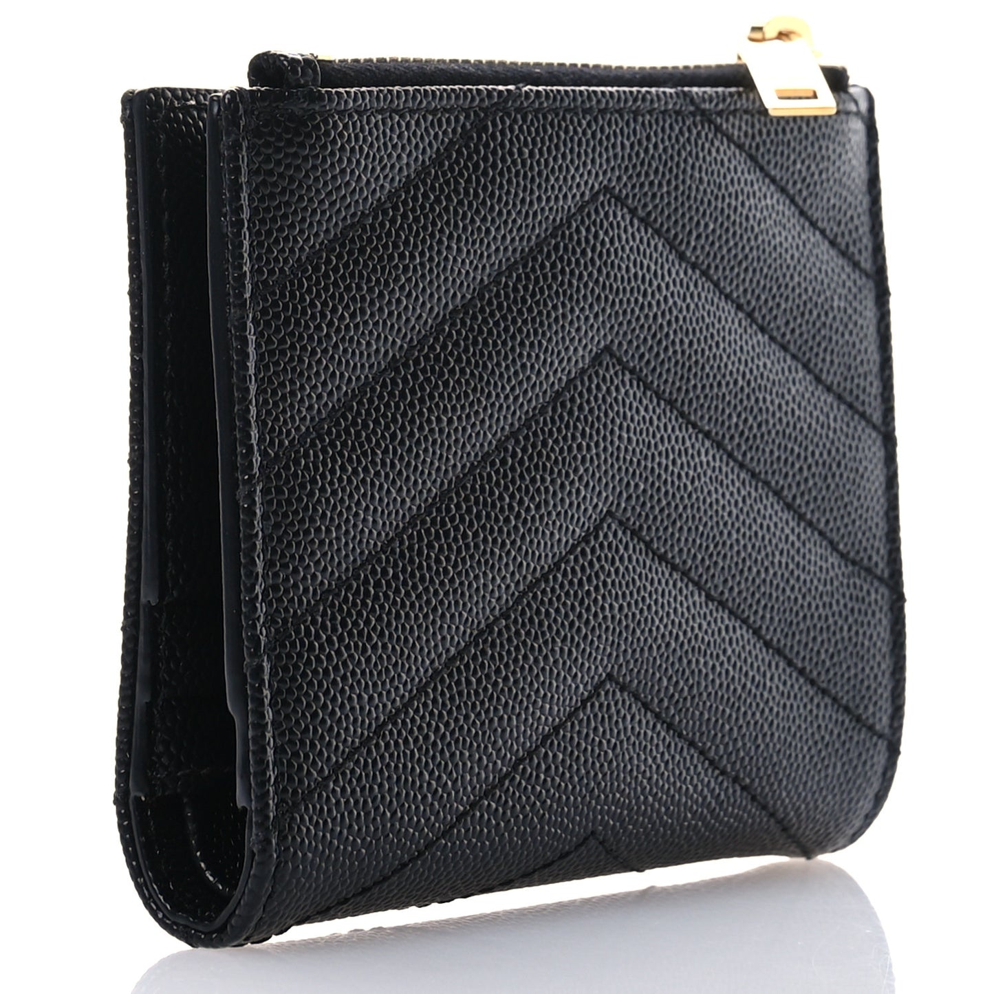 Grain De Poudre Matelasse Chevron Monogram Zipped Card Case Black