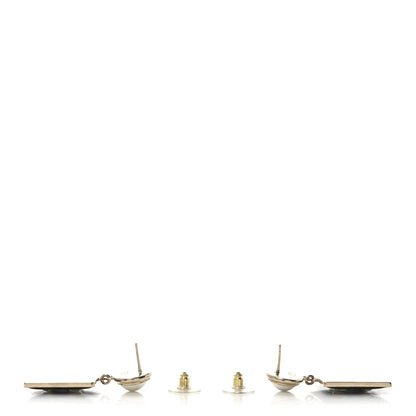 Chanel Metal Resin Pearl CC Drop Earrings Gold Black White 3 of 4