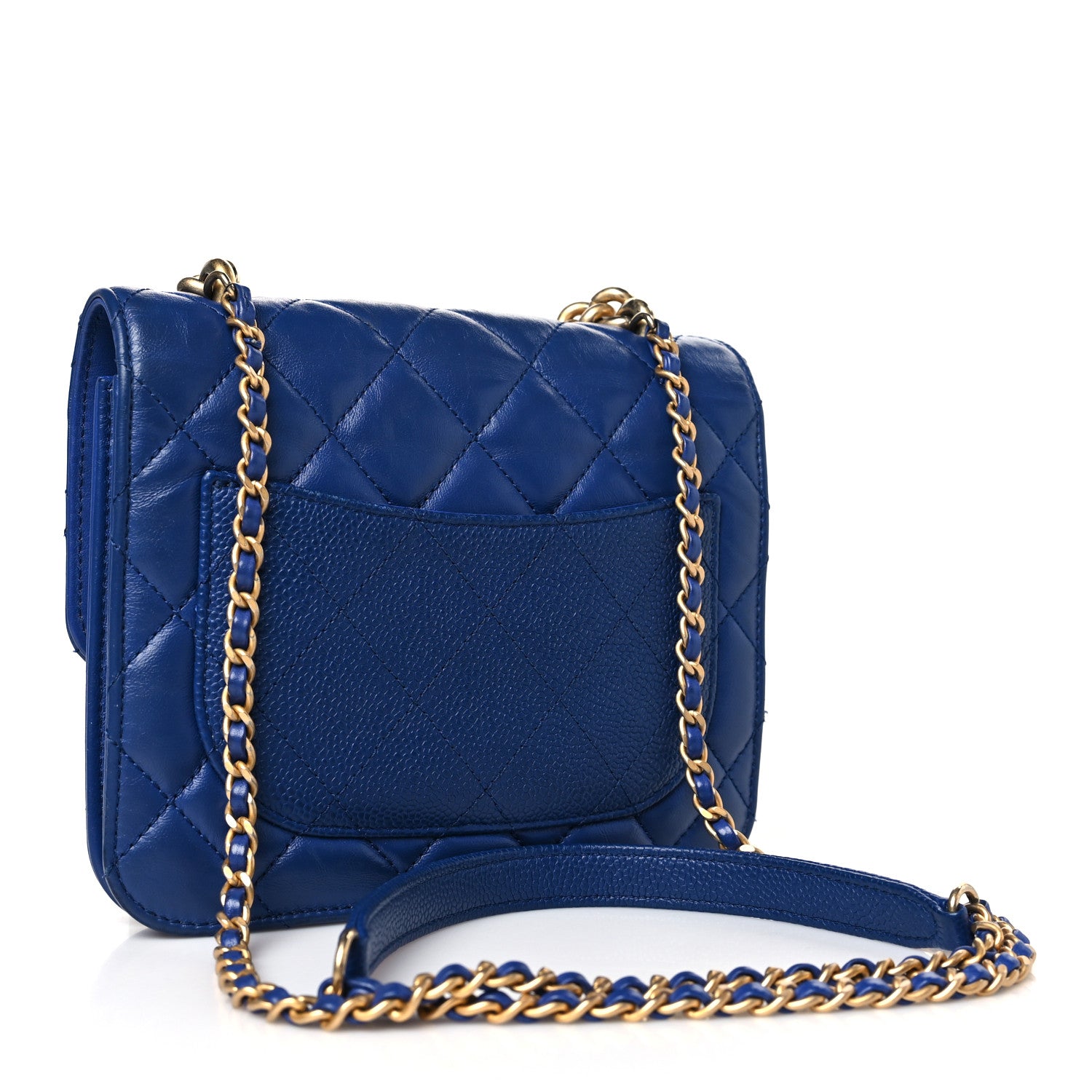 Chanel Calfskin Caviar Quilted Mini Chain Handle Flap Blue 3 of 11