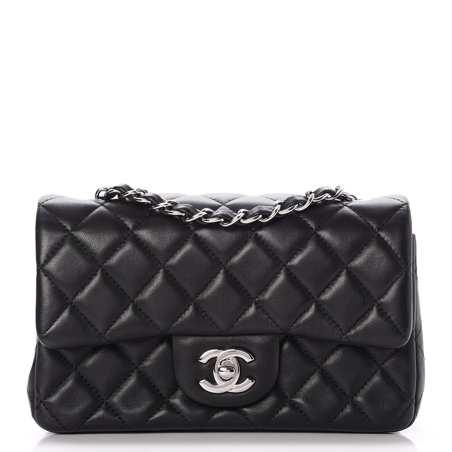 Chanel Lambskin Quilted Mini Rectangular Flap Black 1 of 8