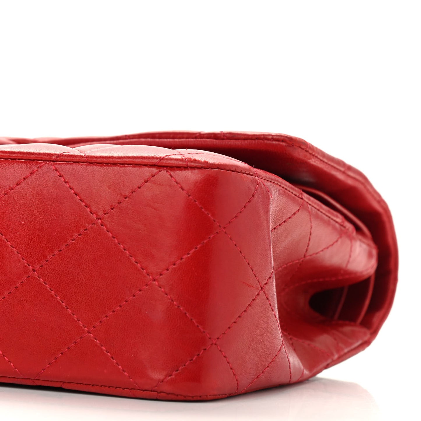 Lambskin Quilted Medium Double Flap Red