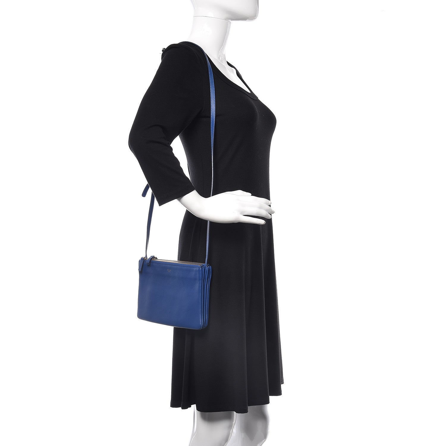 Celine Lambskin Small Trio Crossbody Bag Violet Blue 2 of 10