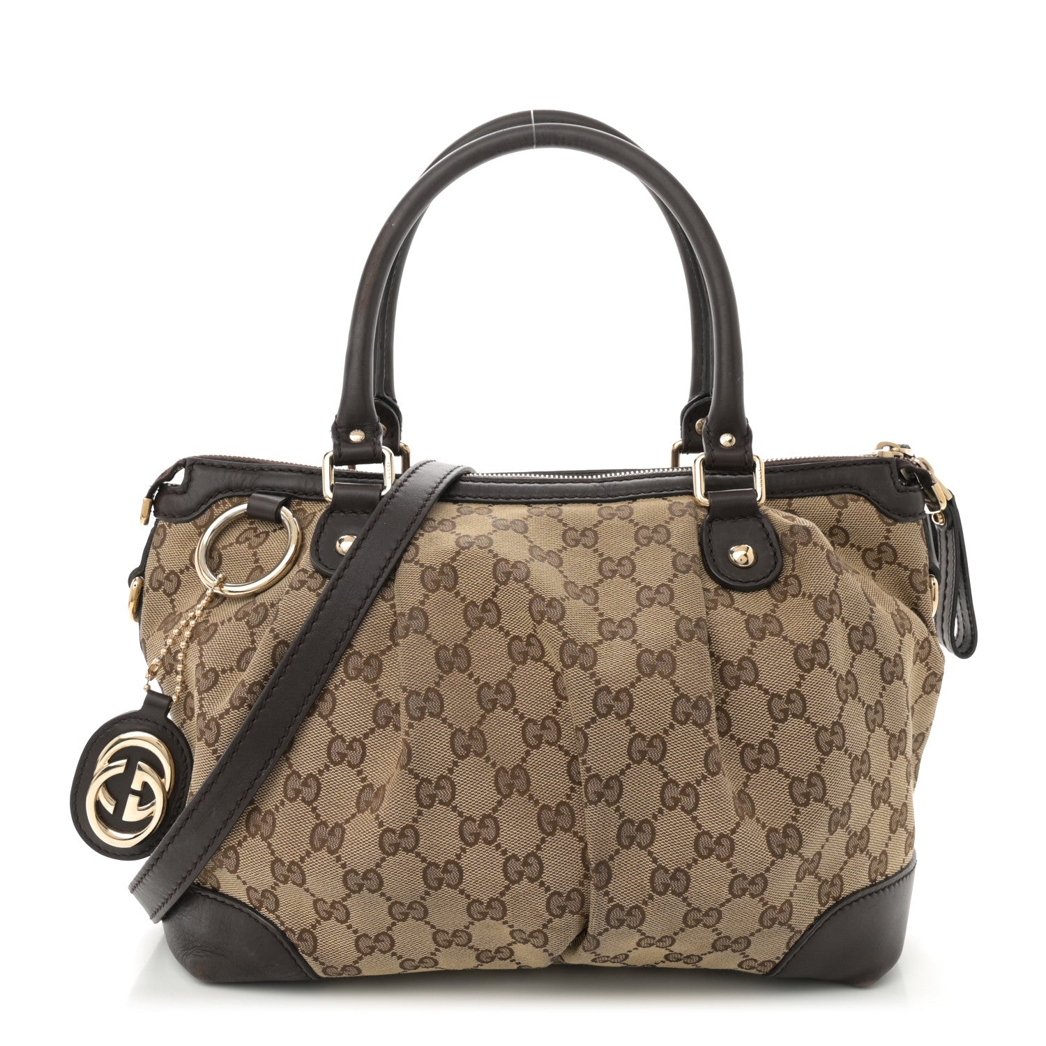 Gucci Monogram Medium Sukey Top Handle Dark Brown 1 of 13