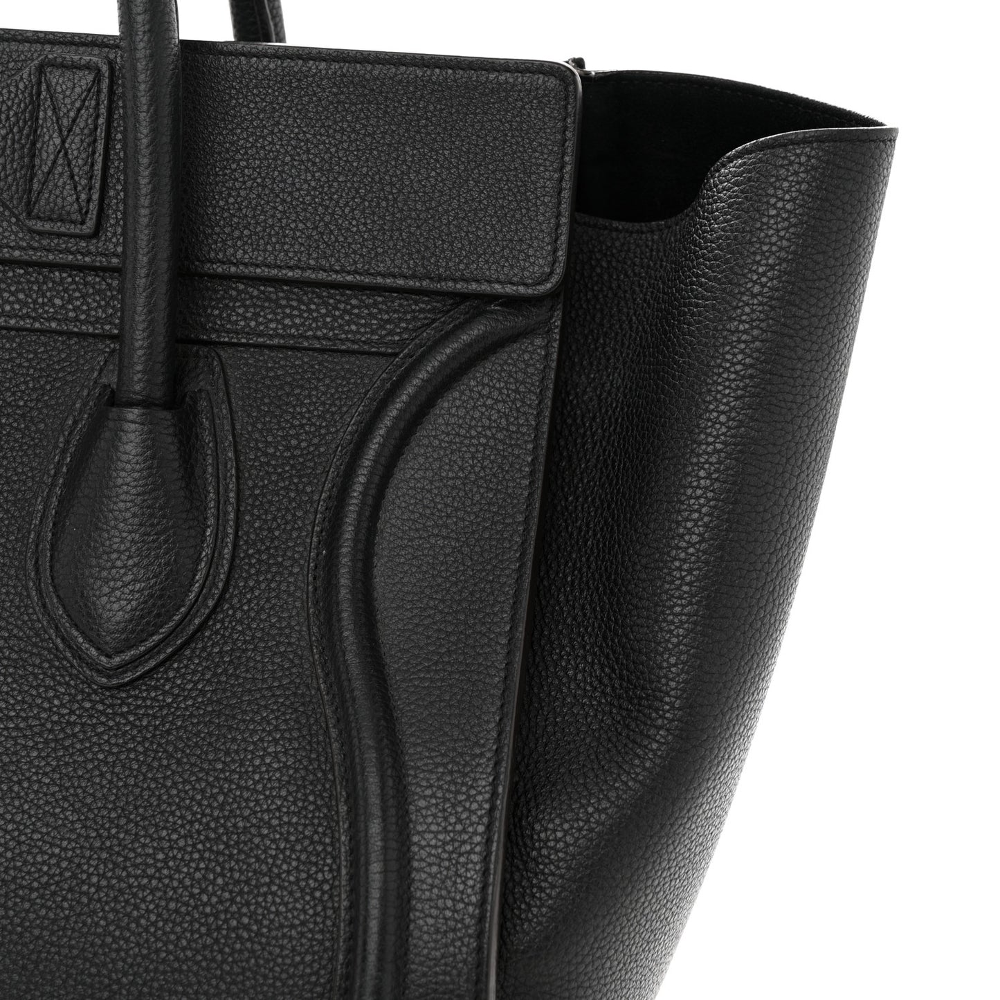 Drummed Calfskin Mini Luggage Black