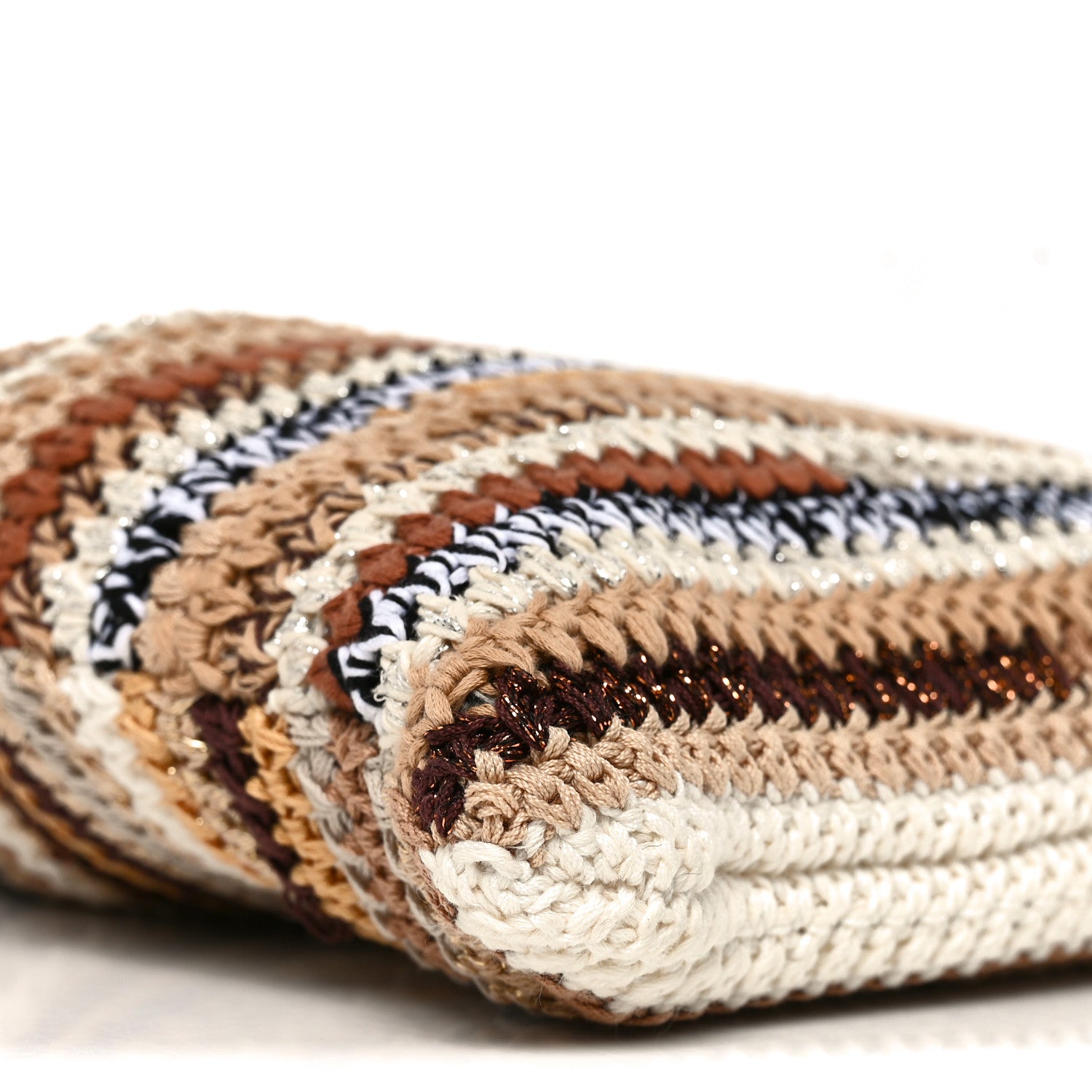 Miu Miu Cotton Crochet Stripe Vertical Tote Bag Naturale 7 of 8
