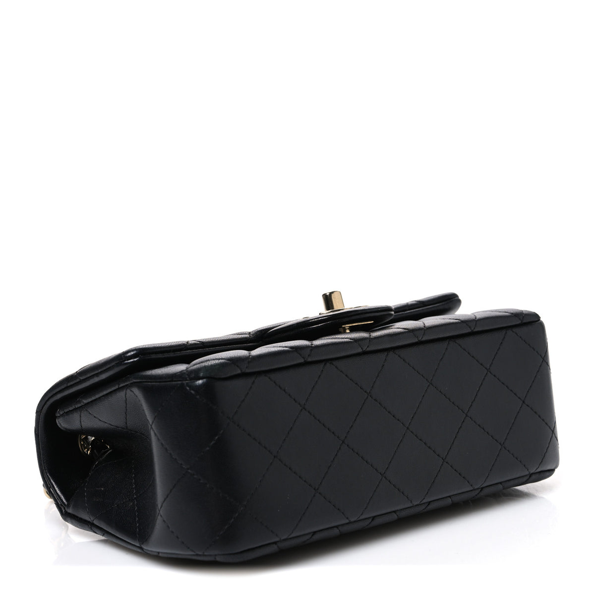 Lambskin Quilted Mini Rectangular Flap Black