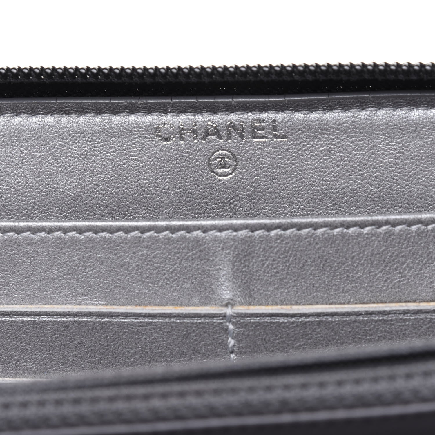 Chanel Lambskin Camellia Embossed Large Zip Around Gusset Wallet Black 6 of 19