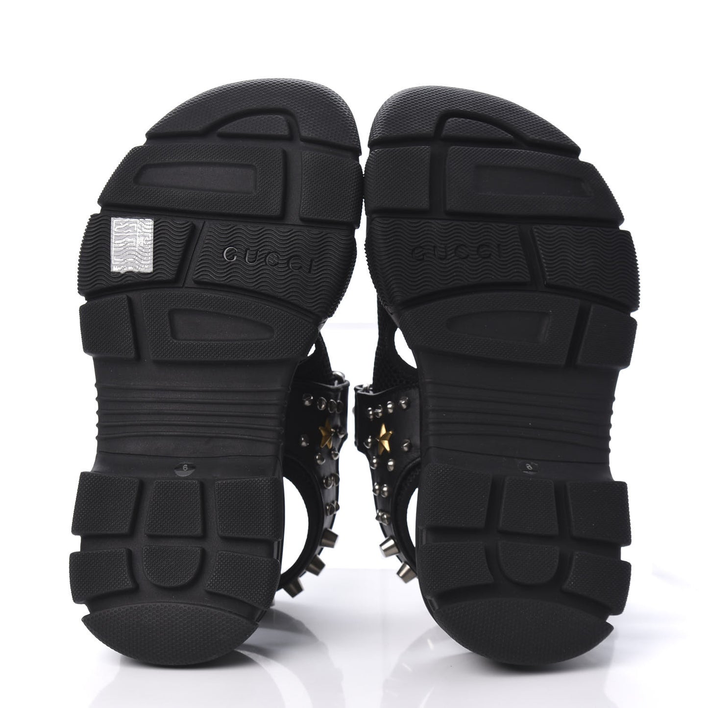 Nappa Mesh Studded Mens Aguru Sandals 6 Black