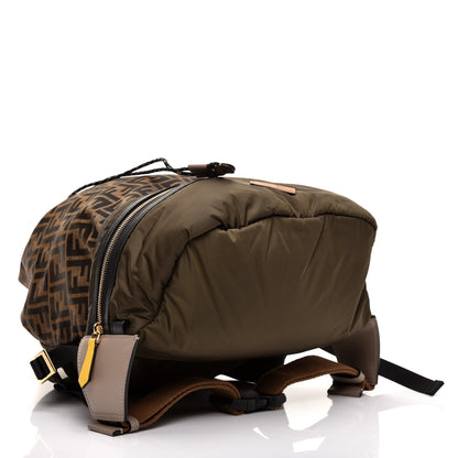 Fendi Nylon Dolmias Vitello Grace FF Convertible Drawstring Backpack Military Brown Tortora 3 of 14