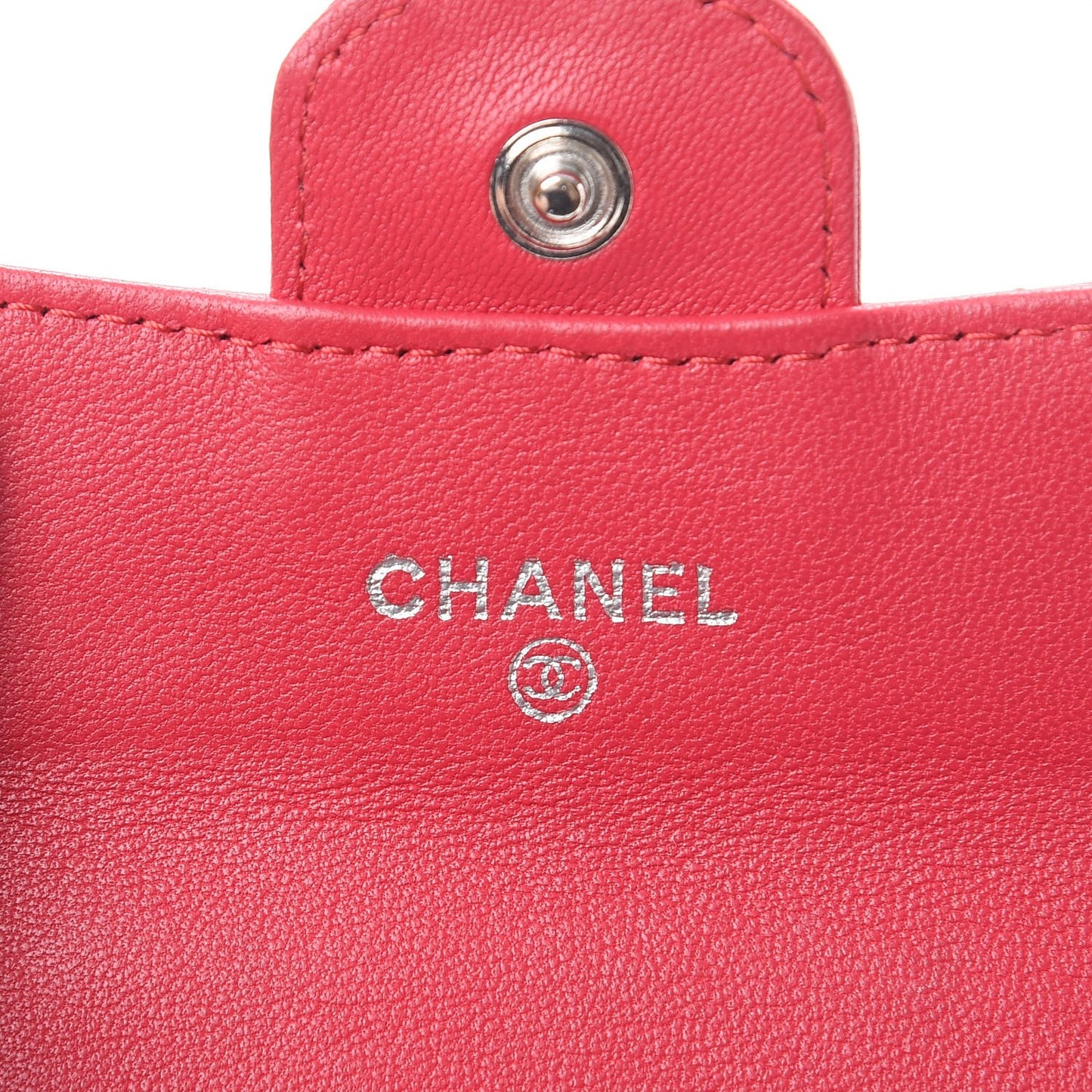 Lambskin Quilted Card Holder Dark Pink