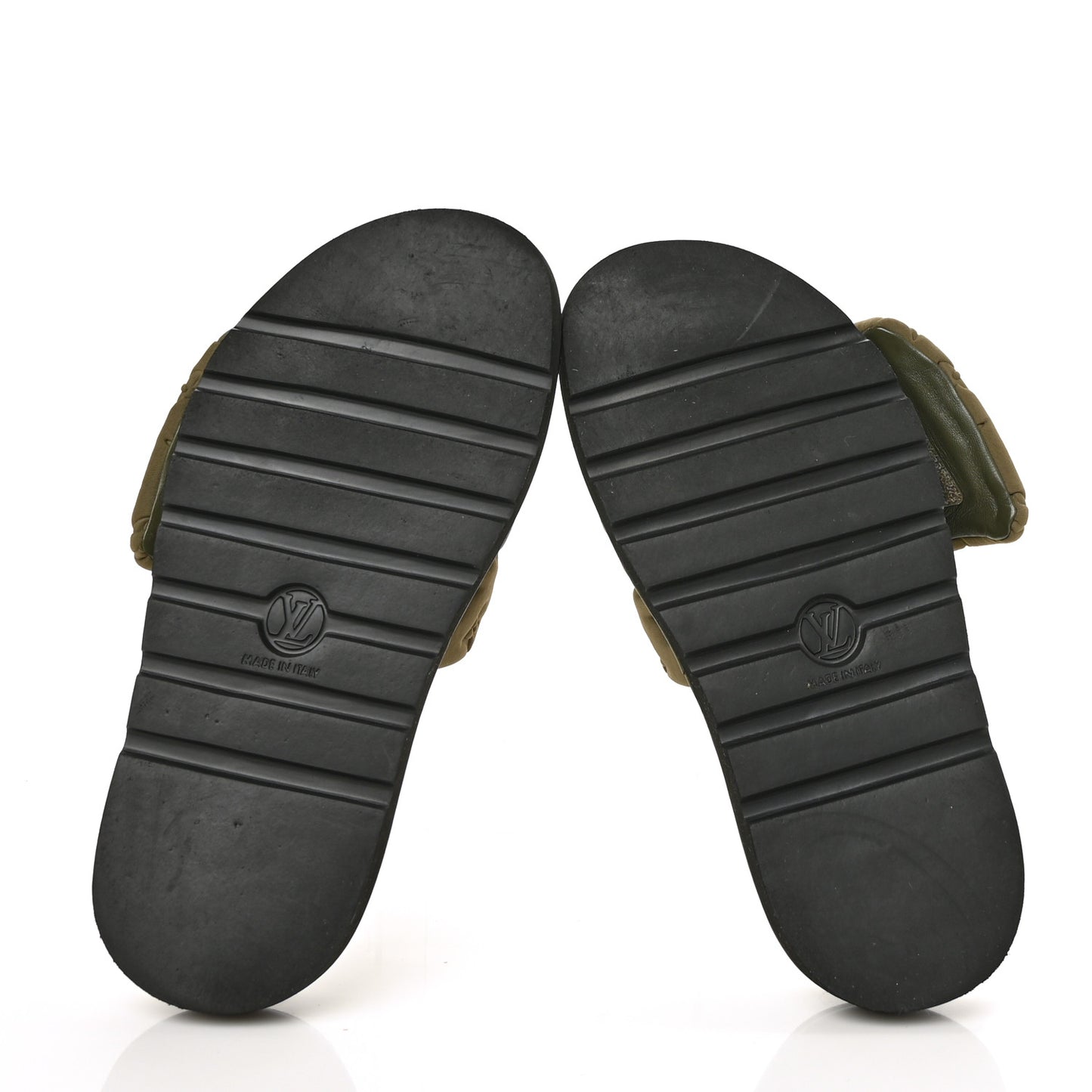 Technical Fabric Embossed Monogram Pool Pillow Comfort Mules 40 Khaki