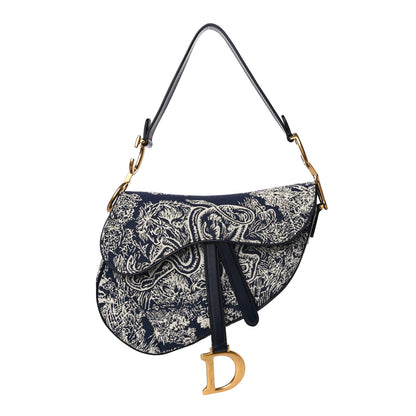 Christian Dior Canvas Embroidered Dioriviera Saddle Bag Blue 1 of 10