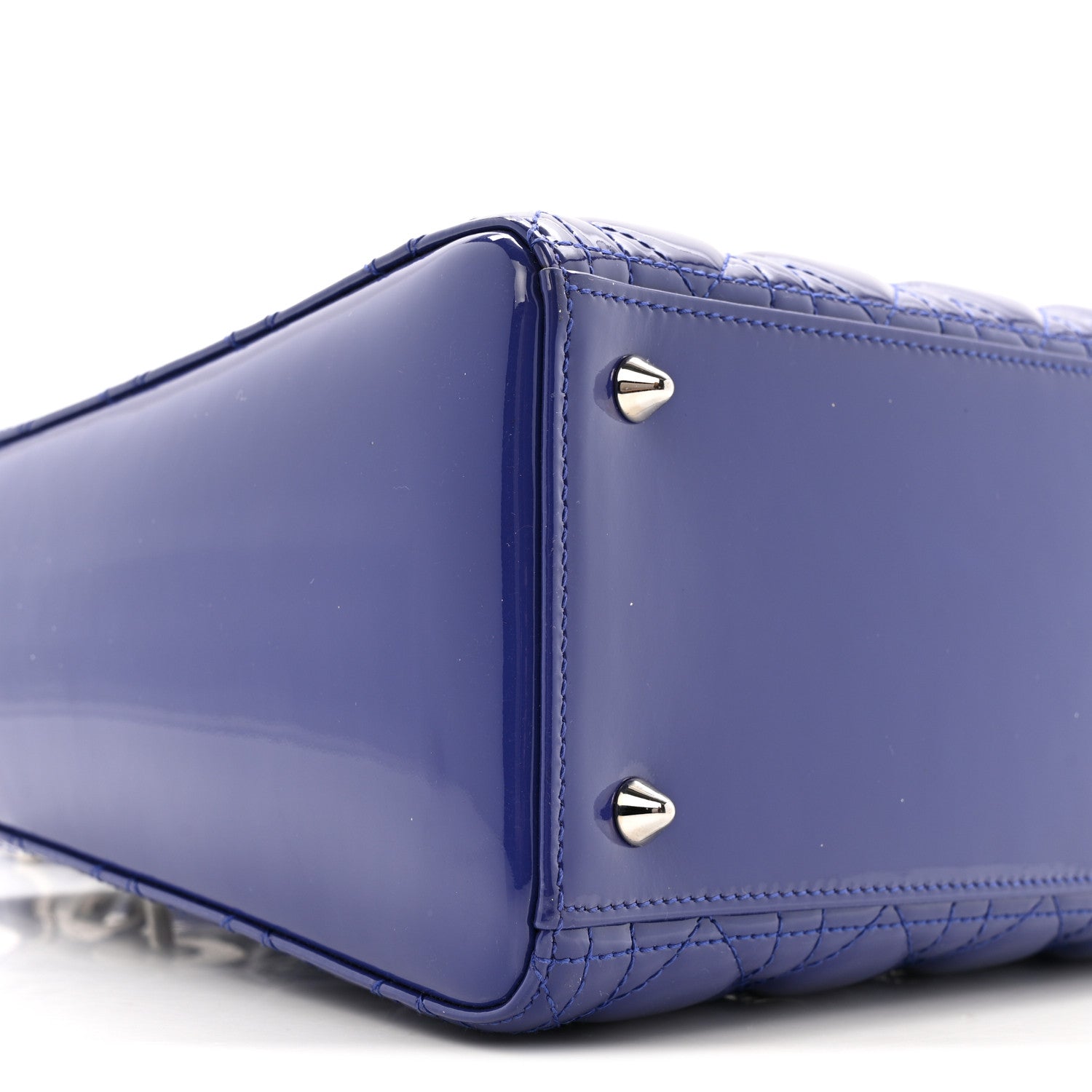 Christian Dior Patent Cannage Medium Lady Dior Blue 9 of 14