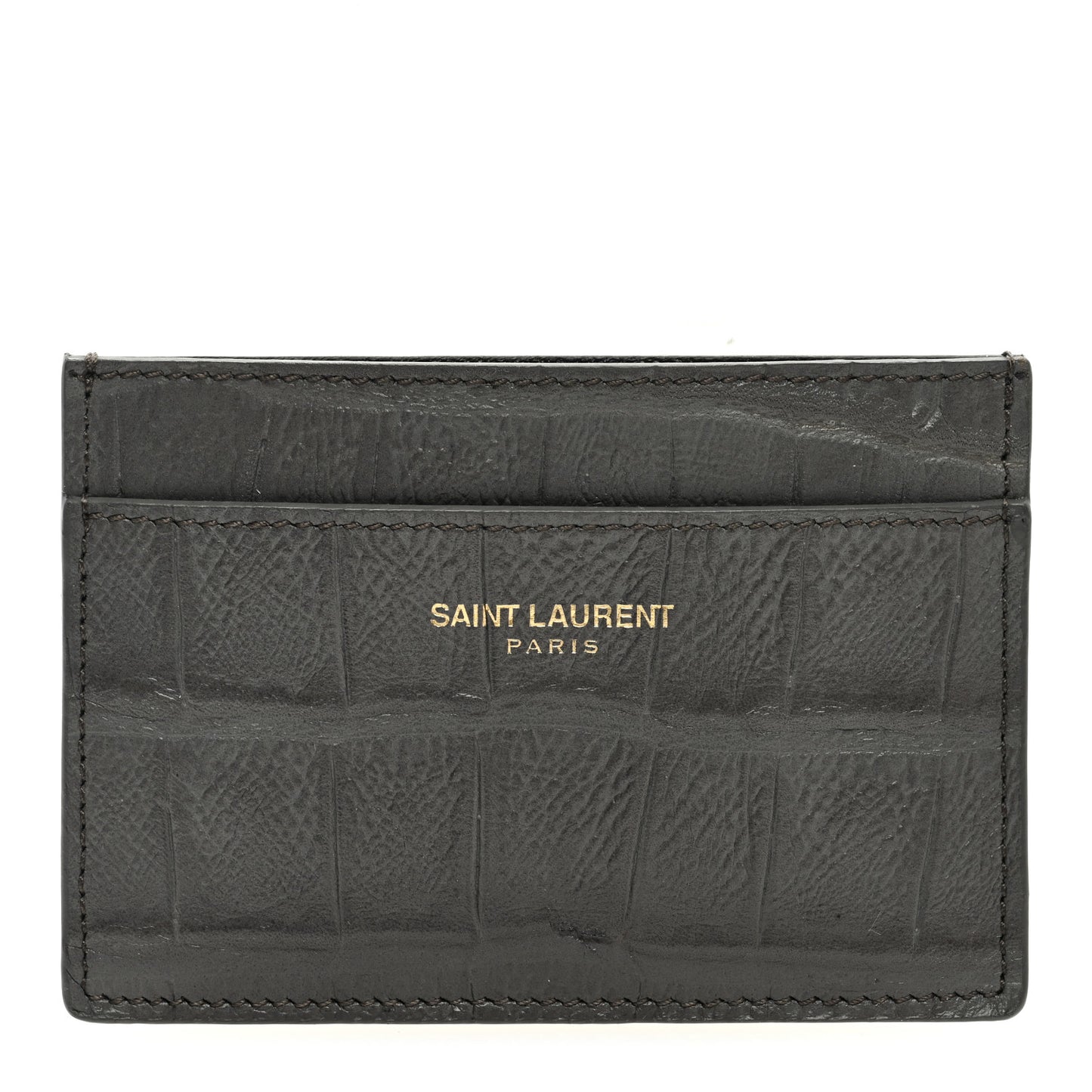 Calfskin Crocodile Embossed Cassandra Credit Card Case