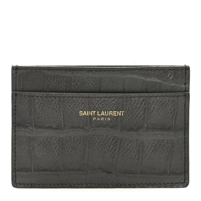Saint Laurent Calfskin Crocodile Embossed Cassandra Credit Card Case 1 of 6