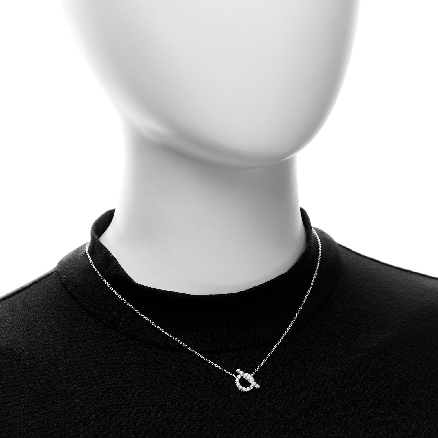 Hermes 18K White Gold Diamond Finesse Pendant Necklace 2 of 6