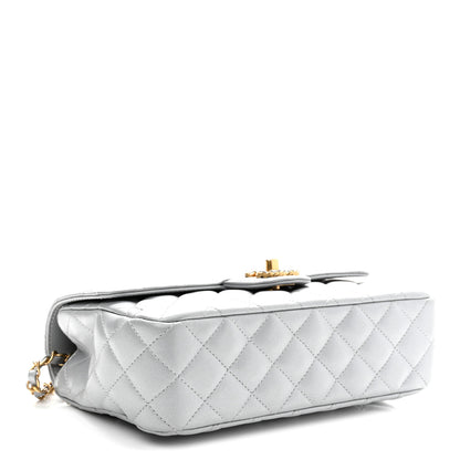 Chanel Metallic Lambskin Quilted Small Strass On Top Flap Silvery 4 of 11