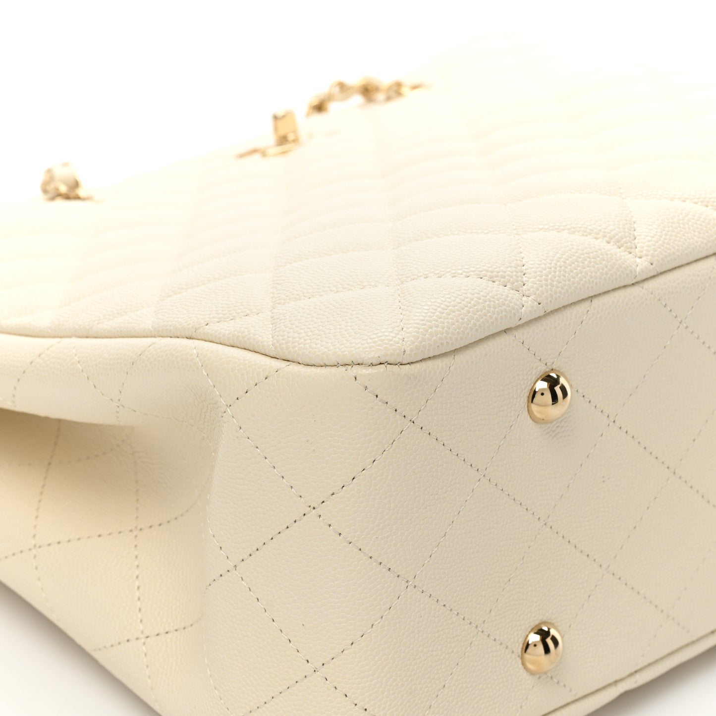 Caviar Quilted Large Classic Shopping Tote White