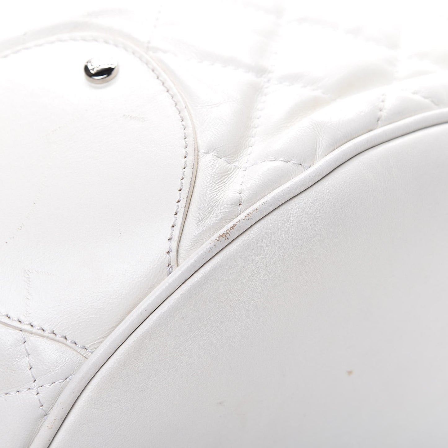 Calfskin Quilted Bucket Shoulder Bag White
