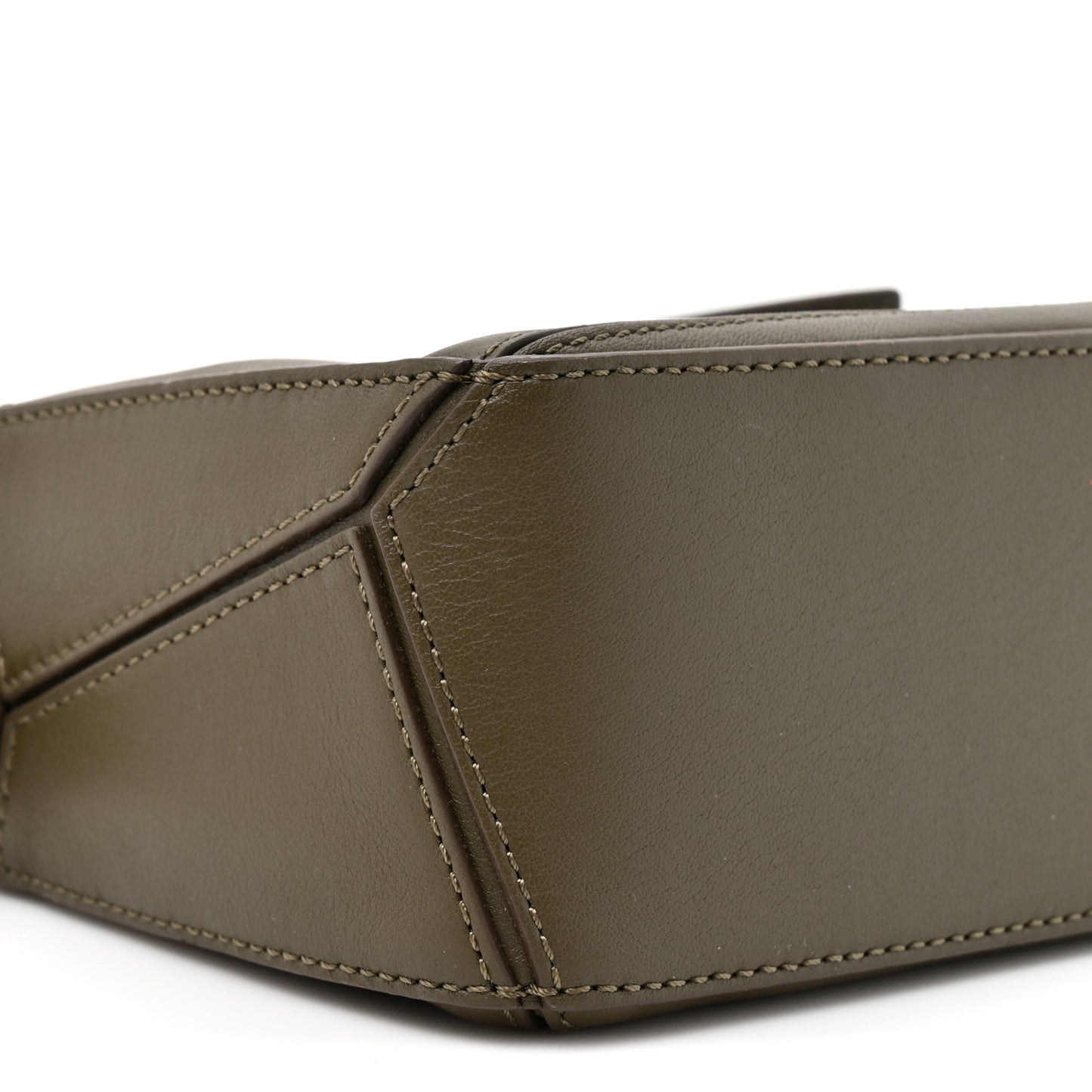 Calfskin Mini Puzzle Edge Bag Khaki Green