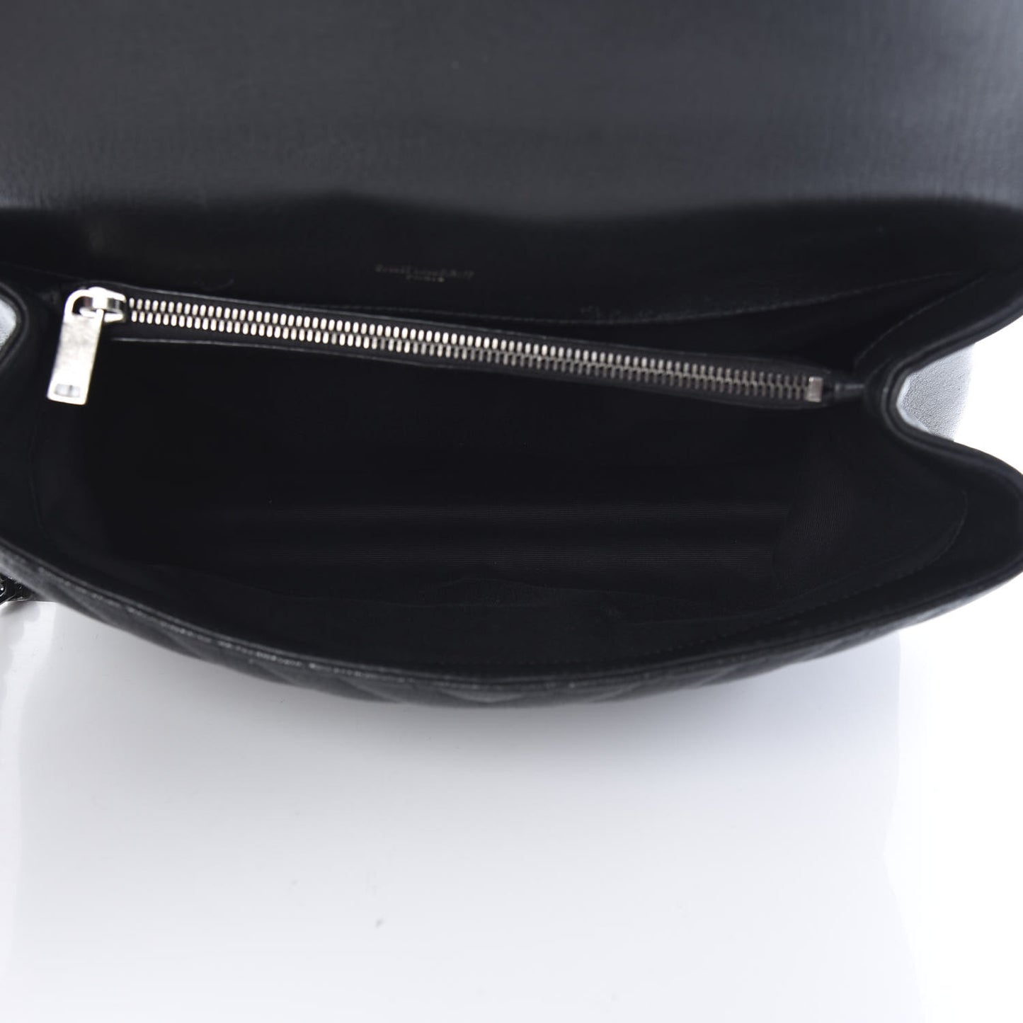 Sheepskin Matelasse Chevron Monogram Large College Satchel Black