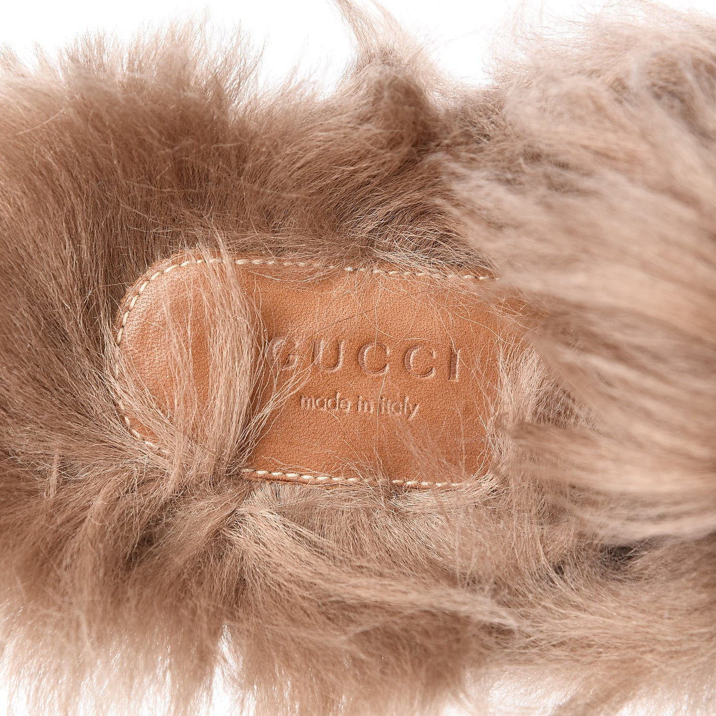 Velvet GG Monogram Fur Womens Princetown Slippers 38.5 Brown Black Natural