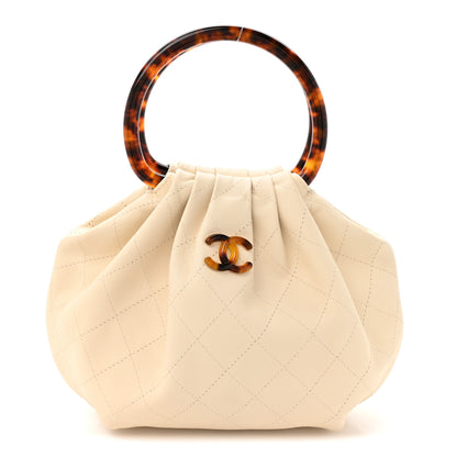 Chanel Lambskin Plexiglass Tortoise Shell Quilted Small Pouch Light Beige 1 of 10