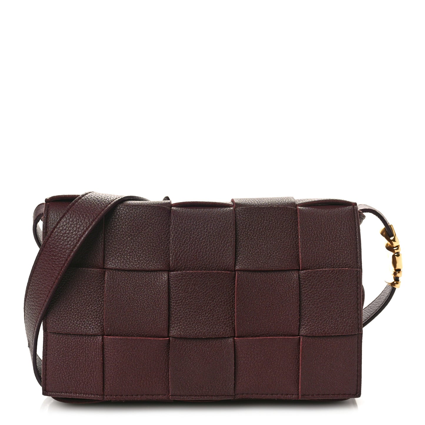 Grained Calfskin Maxi Intrecciato Cassette Crossbody Bag Bordeaux