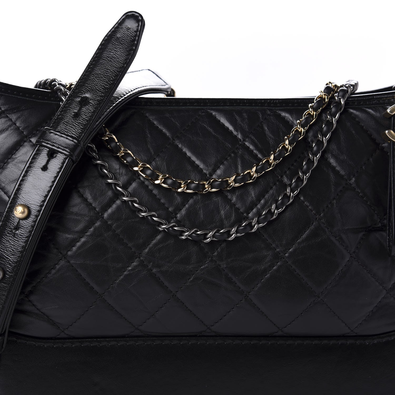 Chanel Aged Calfskin Quilted Medium Gabrielle Hobo Black 10 of 10