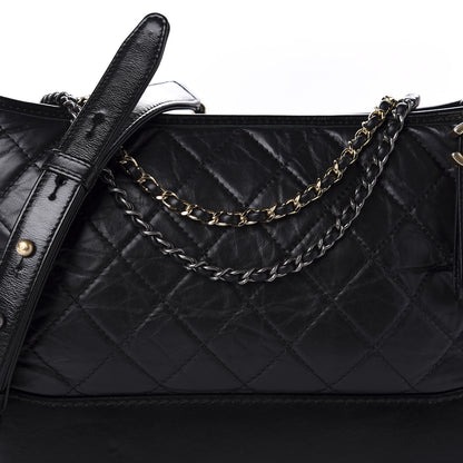 Chanel Aged Calfskin Quilted Medium Gabrielle Hobo Black 10 of 10