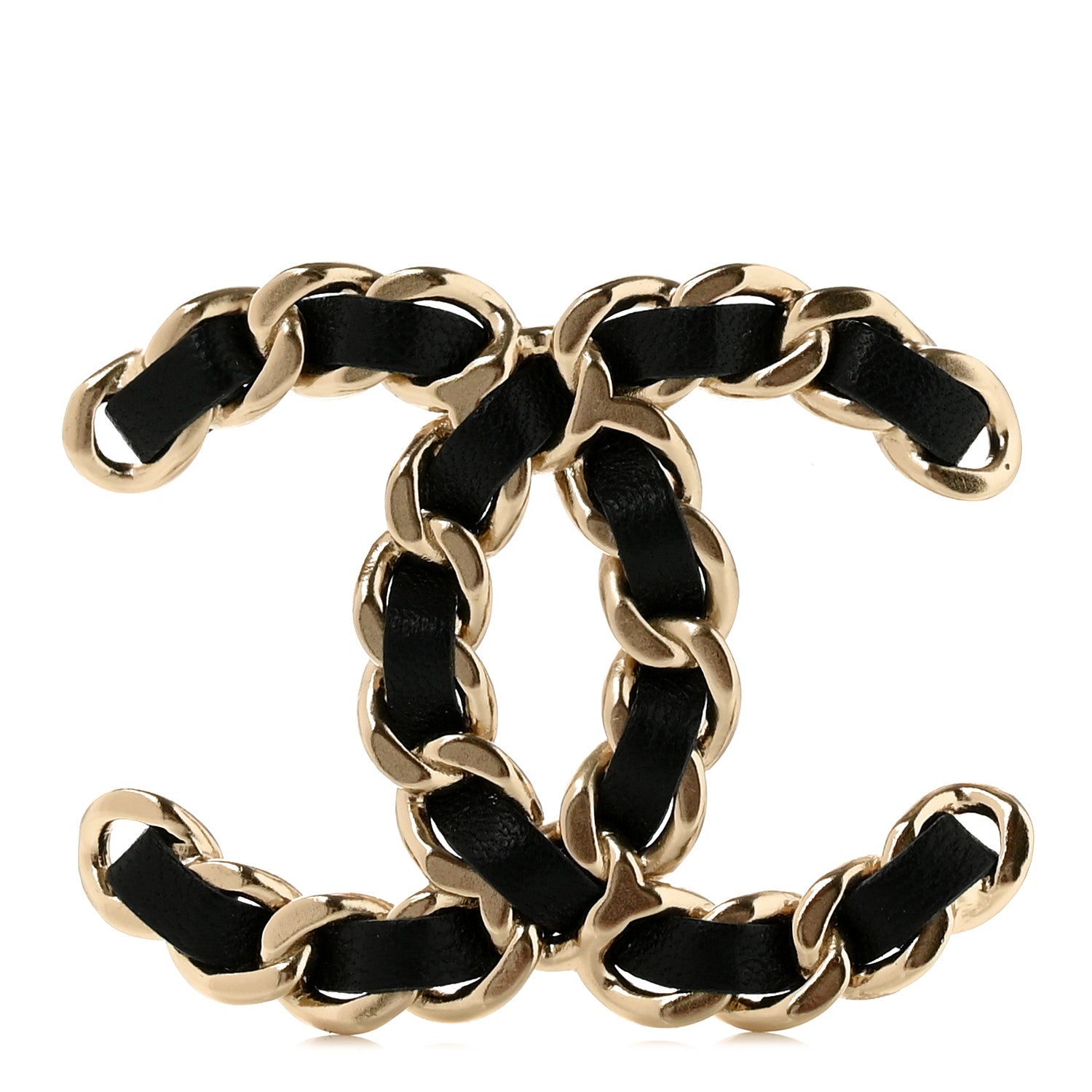 Chanel Lambskin Chain CC Brooch Black Gold 1 of 5