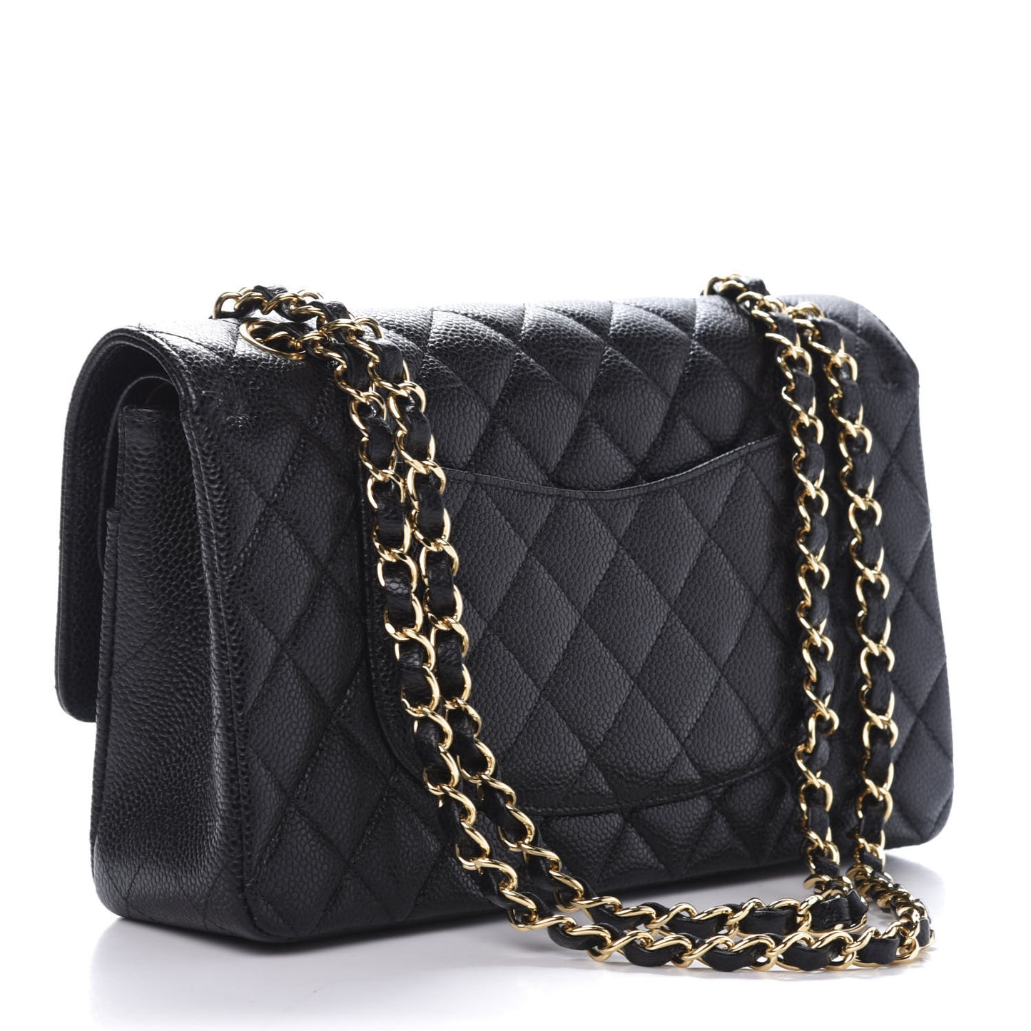Caviar Quilted Medium Double Flap Black