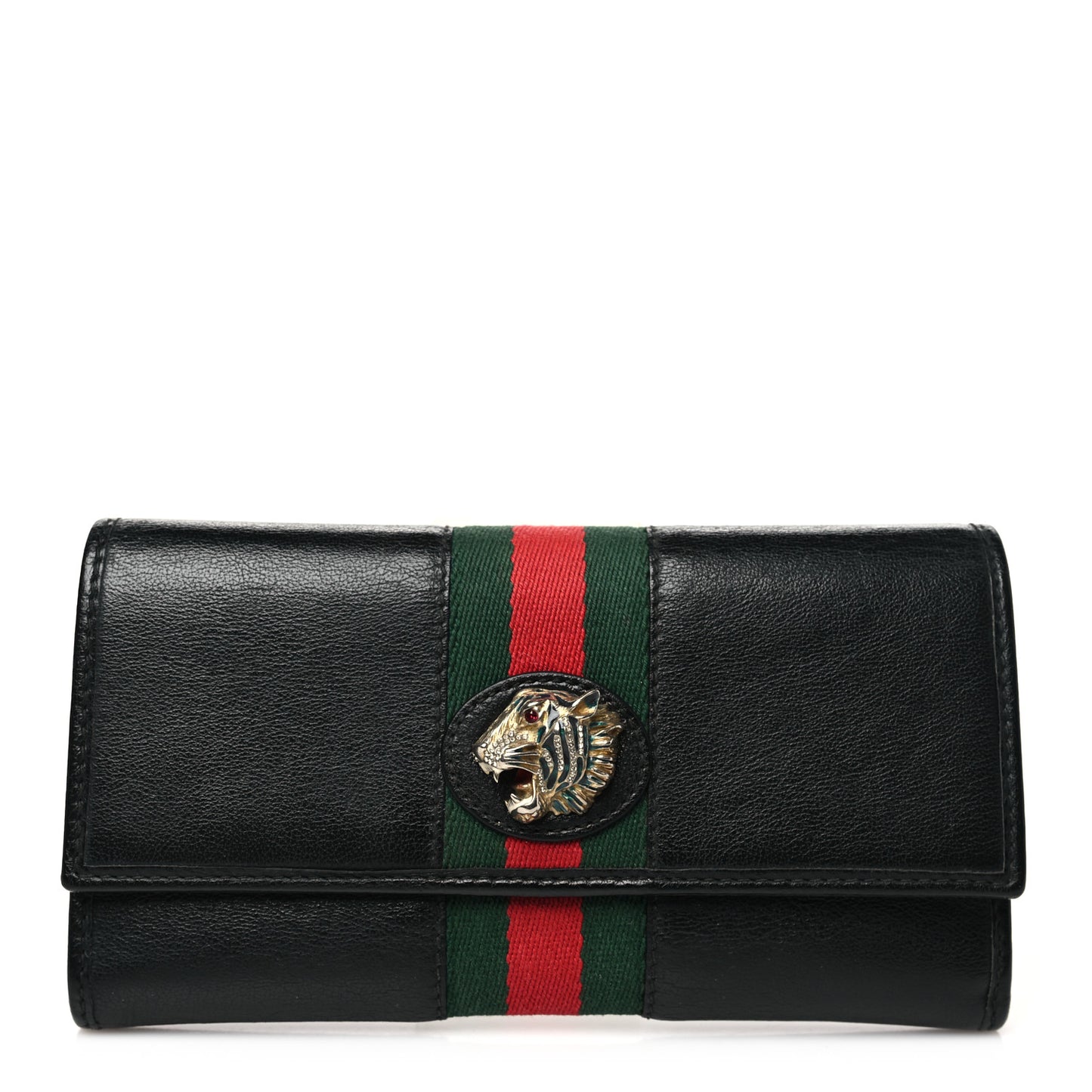 Calfskin Web Rajah Continental Wallet Black