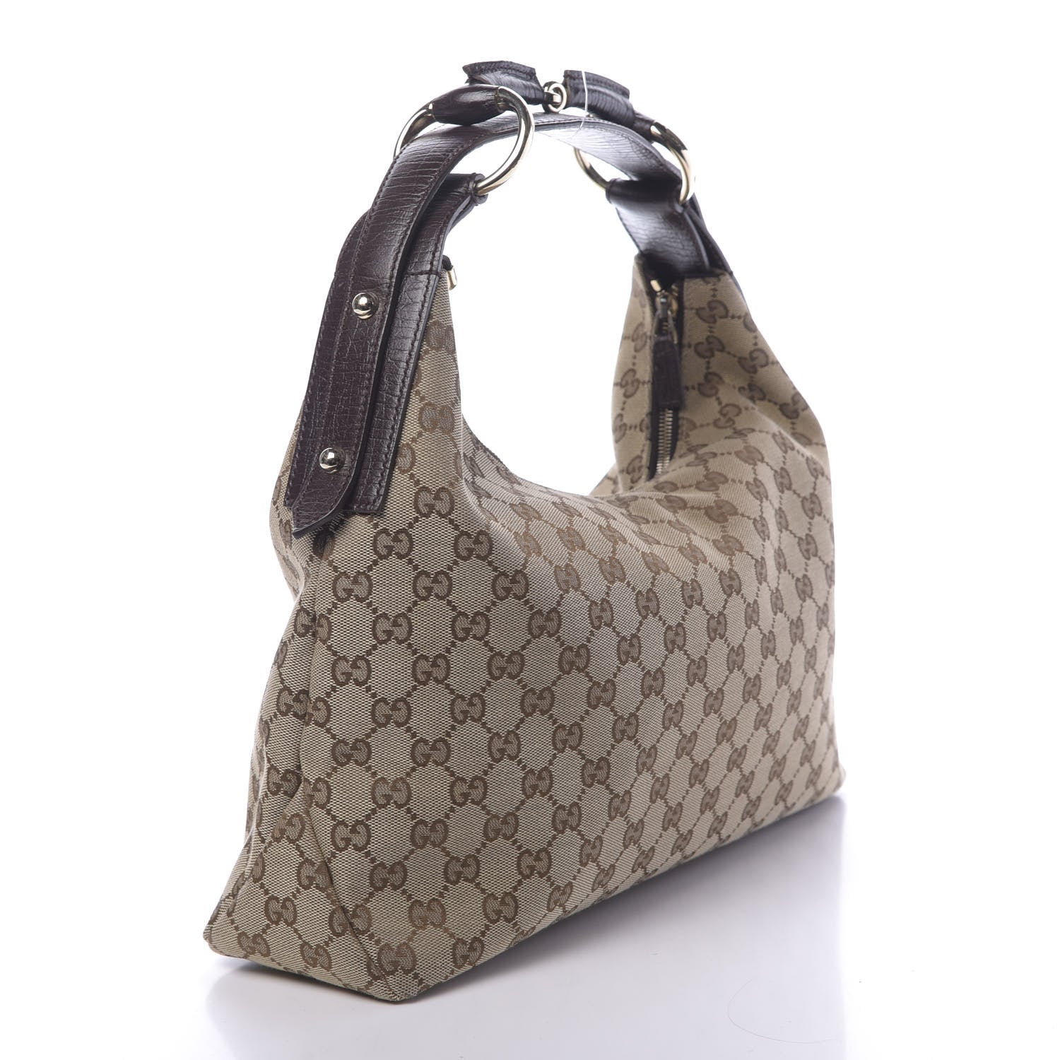 Gucci Monogram Medium Horsebit Chain Hobo Dark Brown 3 of 11