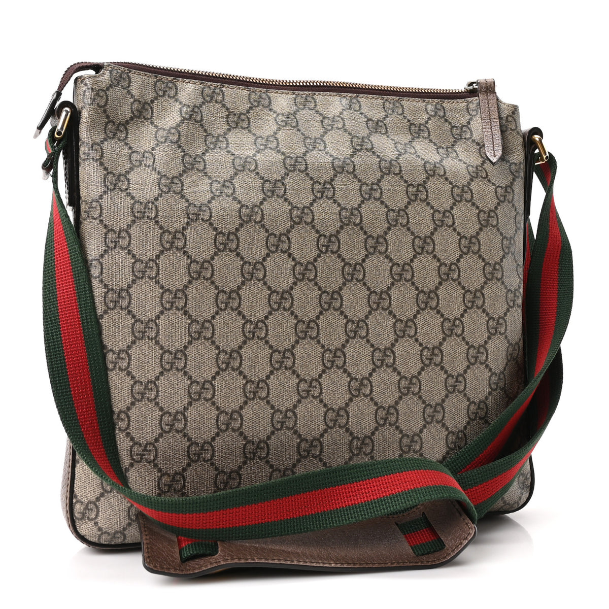 Soft GG Supreme Monogram Courrier Web Medium Flat Messenger Bag Beige New Acero Multicolor