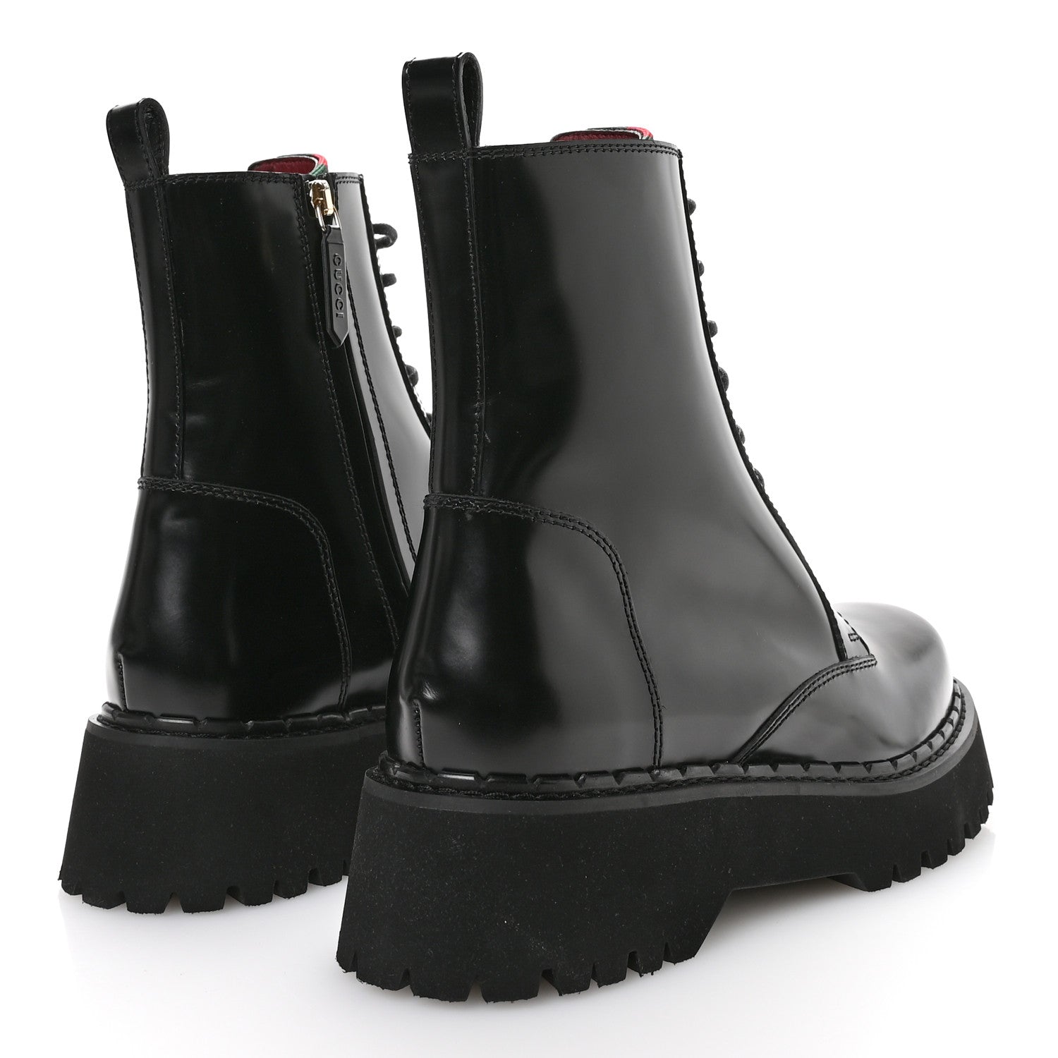 Gucci Spice Lux Nappa Web Combat Boots 40 Black 5 of 9