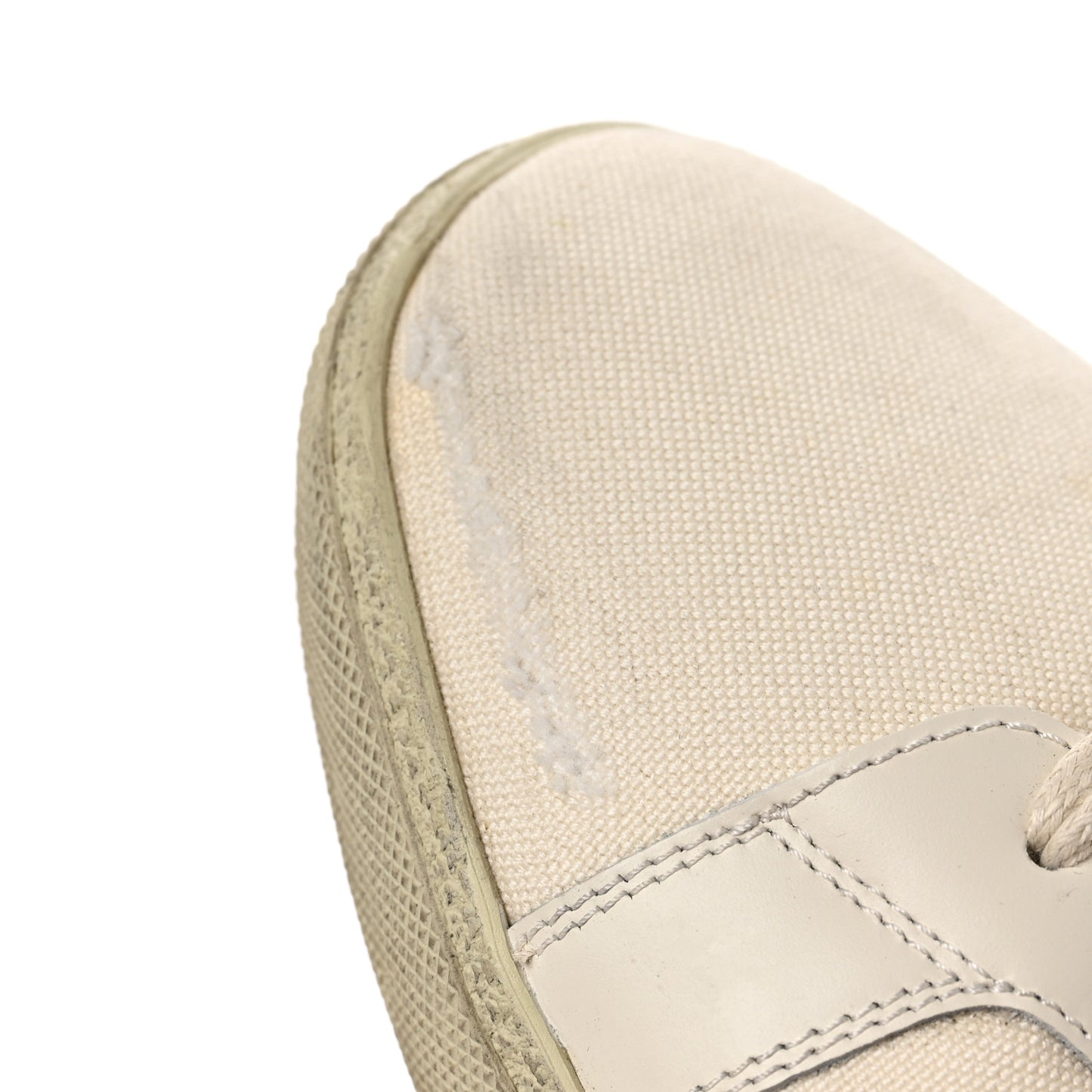 Distressed Canvas Court Classic Sneakers 41 Panna