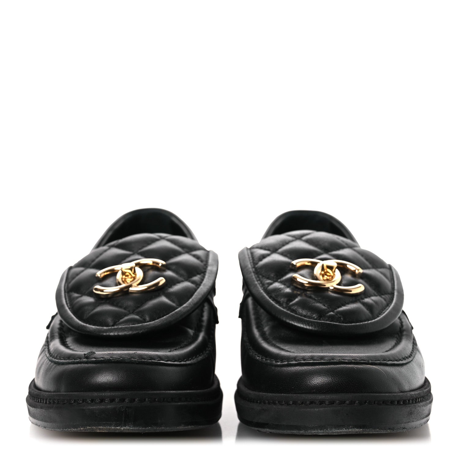 Chanel Lambskin Quilted CC Turnlock Loafers 37 Black 37 Black 3 of 13