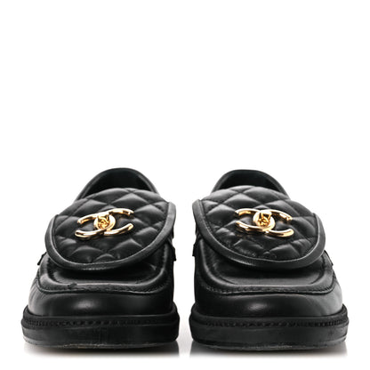 Chanel Lambskin Quilted CC Turnlock Loafers 37 Black 37 Black 3 of 13