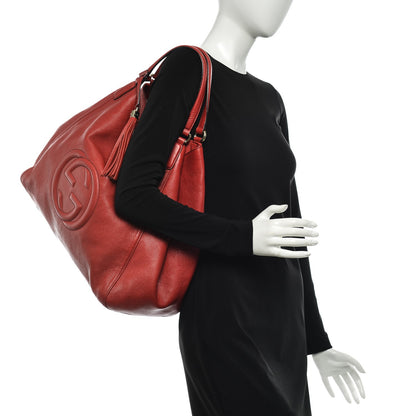 Gucci Pebbled Calfskin Large Soho Shoulder Bag Red 2 of 9