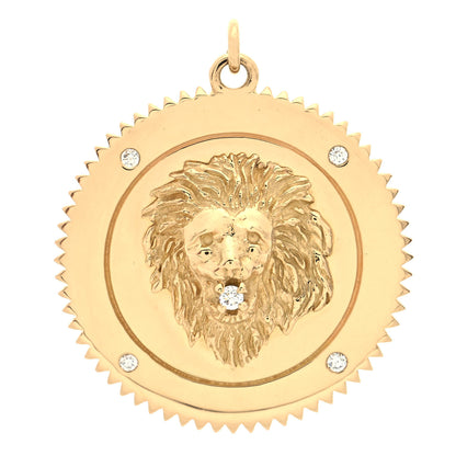 Foundrae 18K Yellow Gold Diamond Large Strength Medallion Pendant 1 of 3
