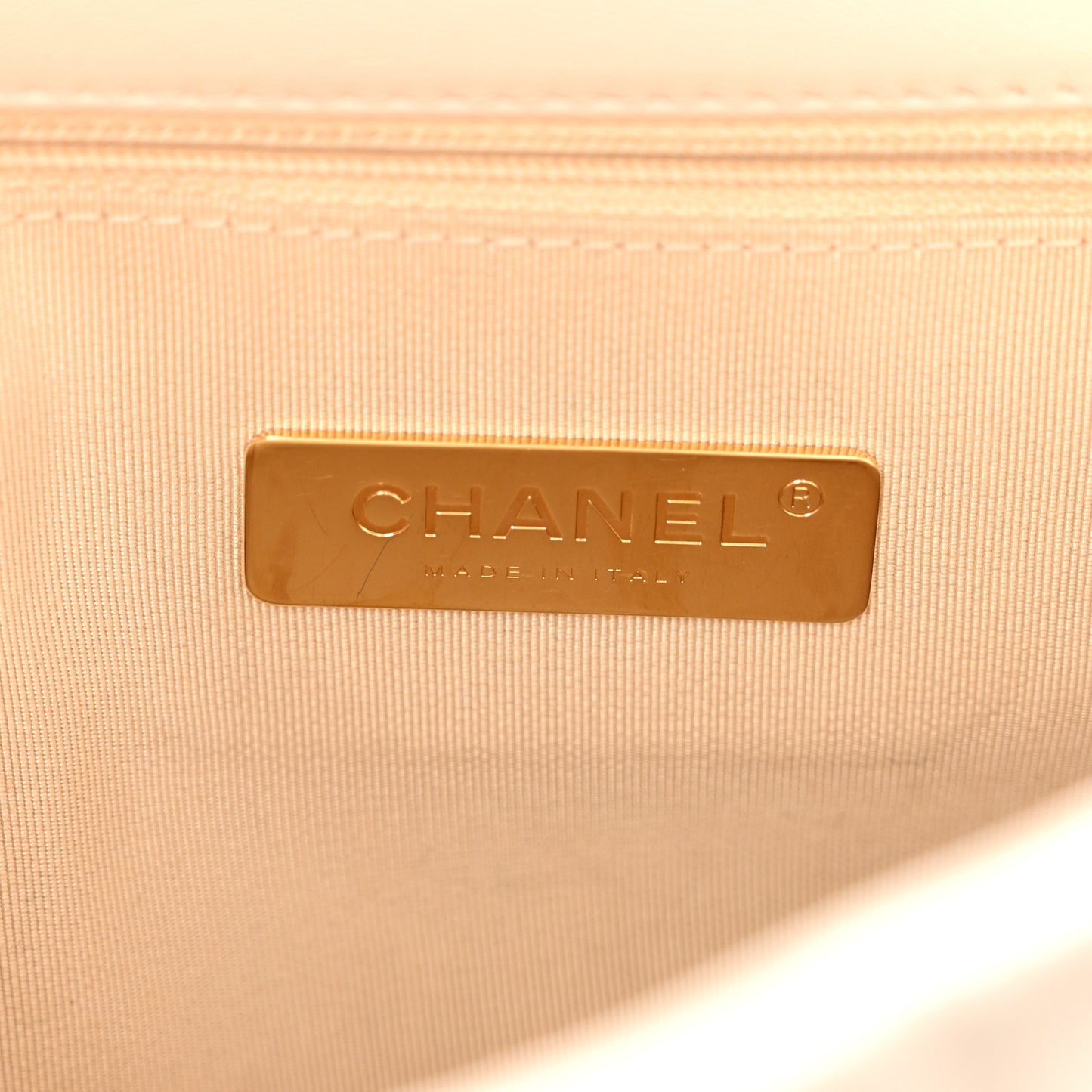 Goatskin Quilted Large Chanel 19 Flap Light Beige